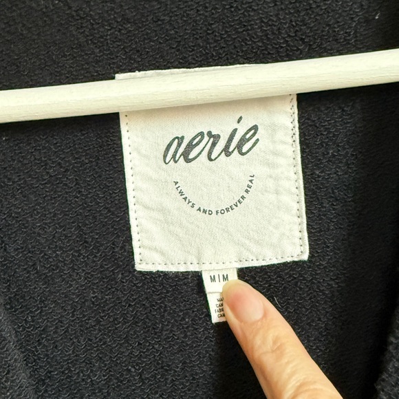 Aerie Classic Black Fleece Cardigan Oversized Women’s Medium - Picture 4 of 10